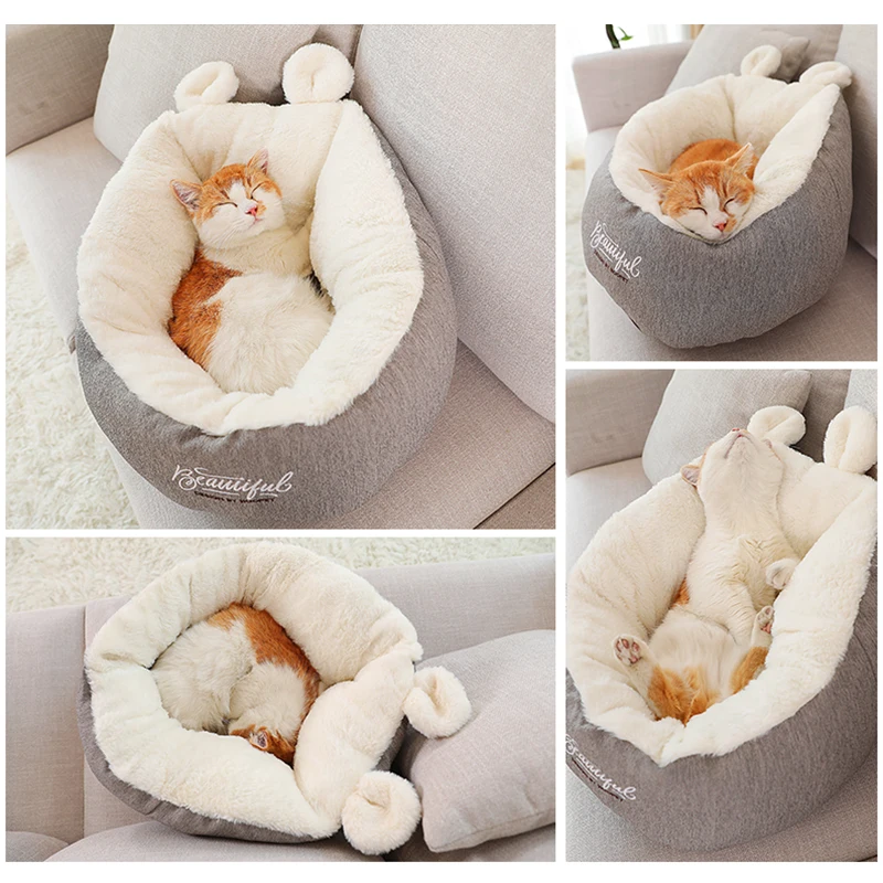 Hoopet Cat Warm Basket Bed Cat House Kennel for Dog Puppy Home Sleeping Kennel Teddy Comfortable House