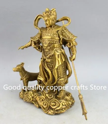 Chinese Myth Brass Protect Three Eyes Yang Jian God Erlang Dog statue