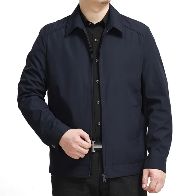 Casual Winter Bomber Jacket Men's 2018 Warm Long Sleeve Solid Color Slim Jacket Men Plus Size Windbreaker Zipper Navy Coat