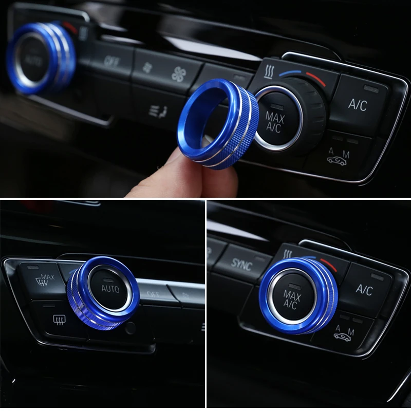 3Pcs For BMW 1 2 3 4 Series F30 F34 F46 GT X1 F47 F48 13-17 Car Styling Air Conditioning Knobs Audio Circle Trim Alloy Accessory