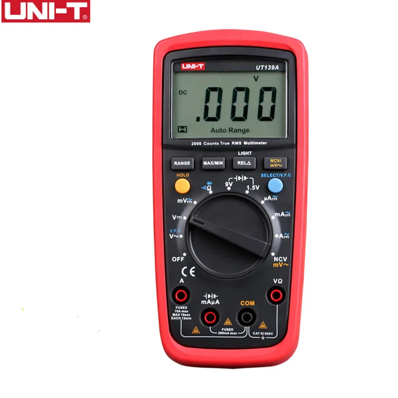 UNI-T UT139A True RMS Digital Multimeter Auto Range AC/DC Amp/Volts Ohm Tester with Data Hold, NCV,and Battery Test