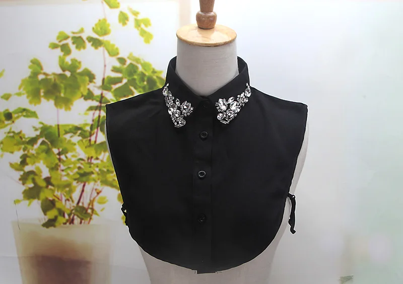 Solid Shirt Fake Collar White Black Blouse Accessories female decorative Embroidered shirt White cotton shirt fake collar decor