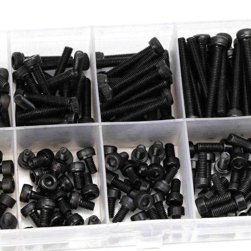 300 Stks/set Zwart Din912 M2 M2.5 M3 Allen Bolt Hex Socket Ronde Cap Hoofd Schroef En Moer Assortiment Kit Set