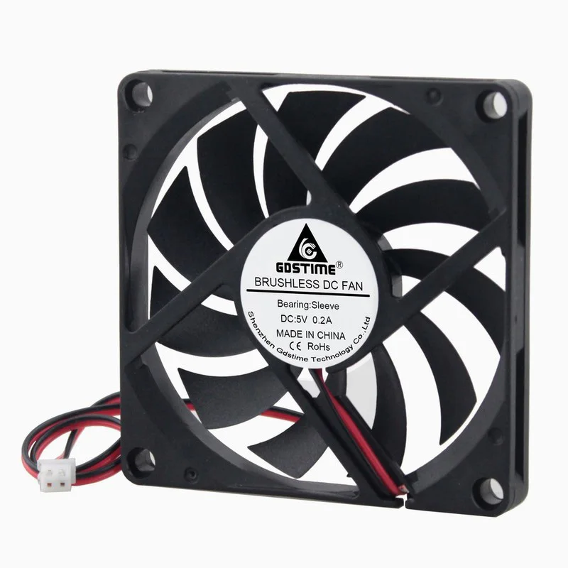 10 Pcs Gdstime 2Pin 8010s 80mm 5V DC Burshless Computer 80mm*10mm PC Cooler Cooling Fan 8cm 80mm x 10mm