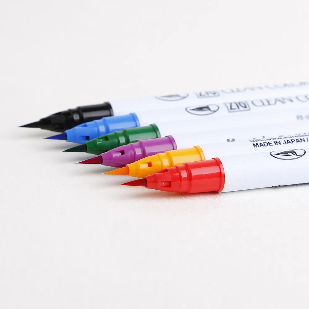 kuretake RB-6000AT 4/6 colors ZIG clean color real brush soft head watercolor brush cartoon drawing pen art supplie