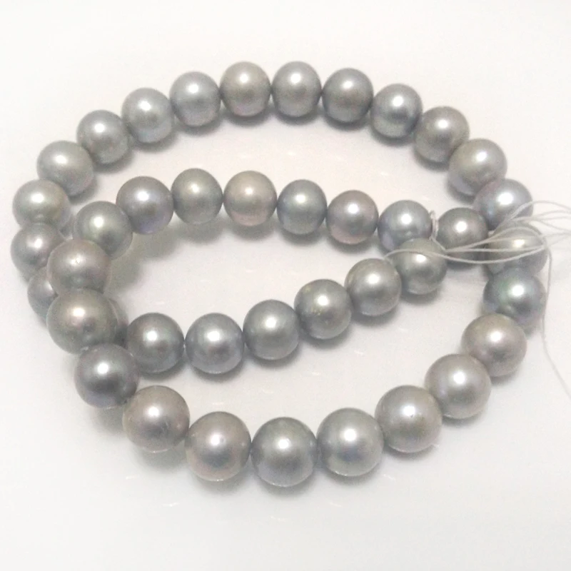 

16 inches 10-11mm Silver Natural Round Freshwater Pearl Loose Strand