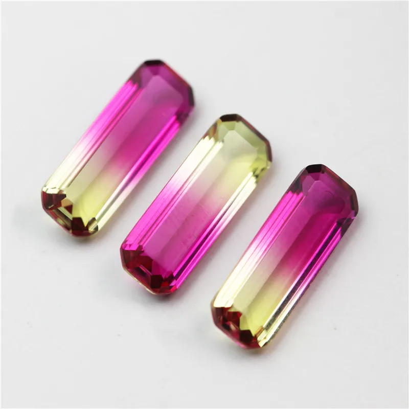 rectangle hot product composite stone bicolored tourmaline ornamental stones for rings bracelets DIY making faceted jewelry