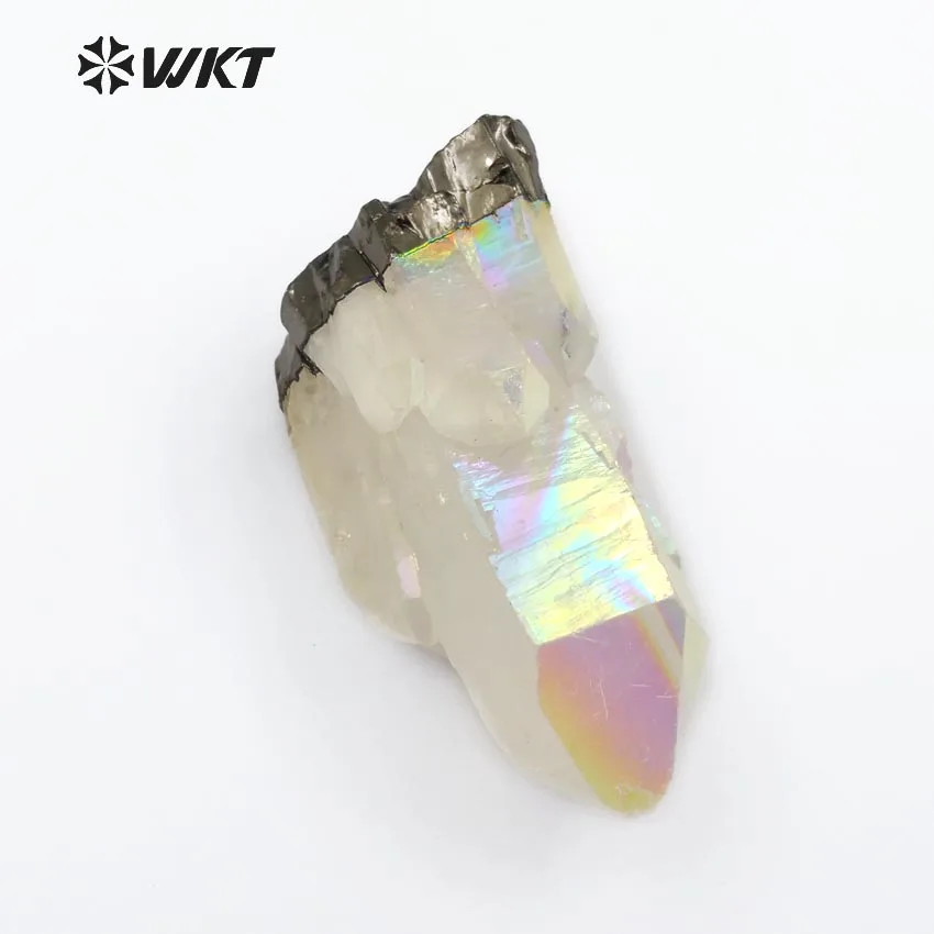 WT-P993 Popular Angel Aura Quartz Point Stone Pendant with rhinestone paved,Natural quartz angel  aura stone wholesale 5pcs/lot