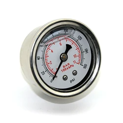 Fuel Pressure Gauge Liquid 0-160 psi Oil Press Gauge Fuel Gauge White Face Universal 1/8 NPT