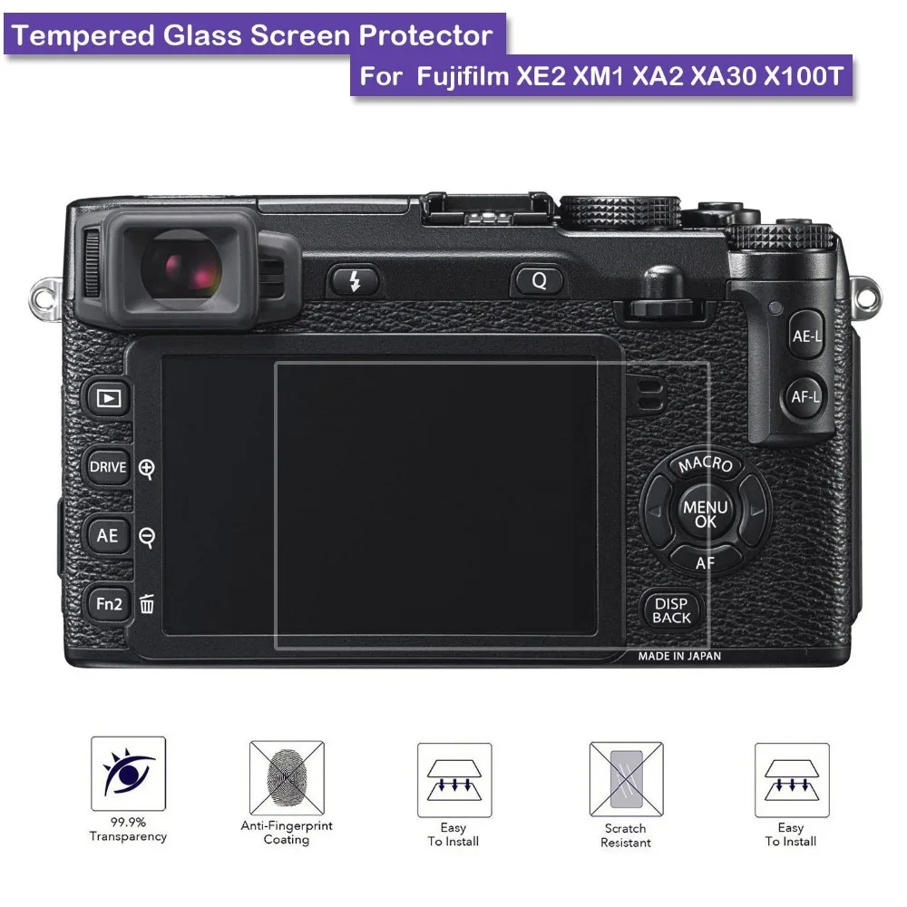 9H Tempered Glass LCD Screen Protector Shield Real Glass Film for Fujifilm FUJI XE2 XM1 XA2 XA30 X100T Camera Accessories