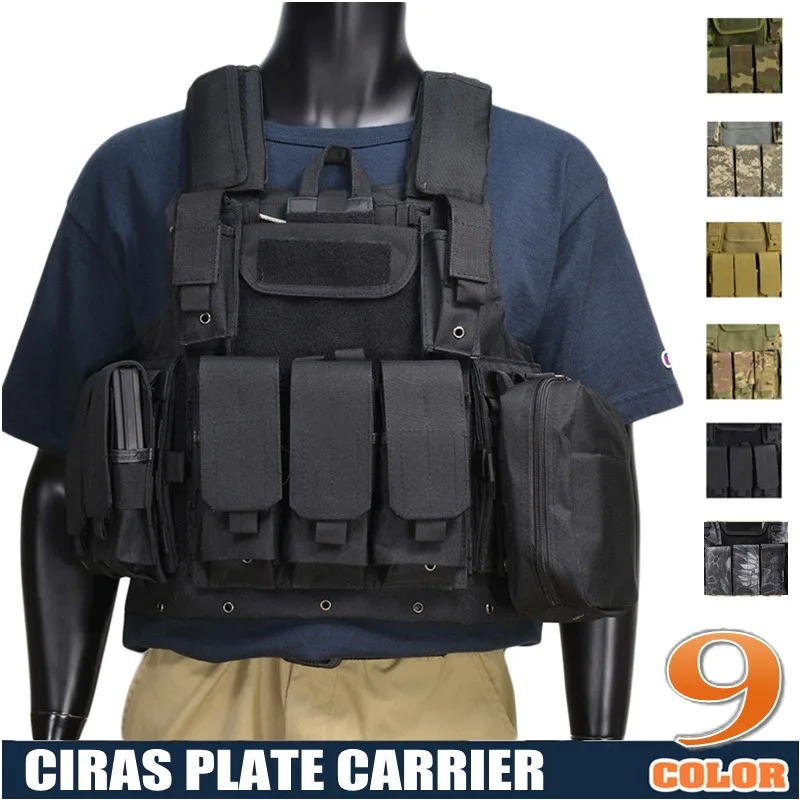 

Ciras Airsoft Combat Molle Vest Tactical Strike Plate Carrier Camouflage Paintball Wargame CS Hunting Assault Vest