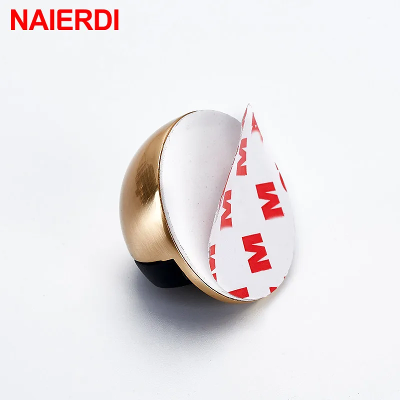 NAIERDI Stainless Steel Rubber Door Stops Non Punching Sticker Hidden Door Holders Catch Floor Mounted Nail-free Door Stop