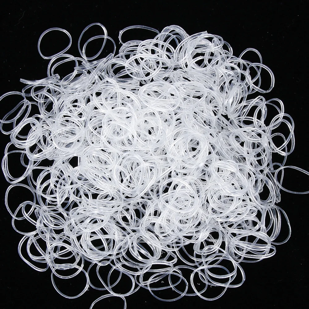 600 pcs Clear Transparent Ponytail Holder Elastic Rubber Band Hair Ties Ropes Rings Useful Unisex Headwear Hair Accessories