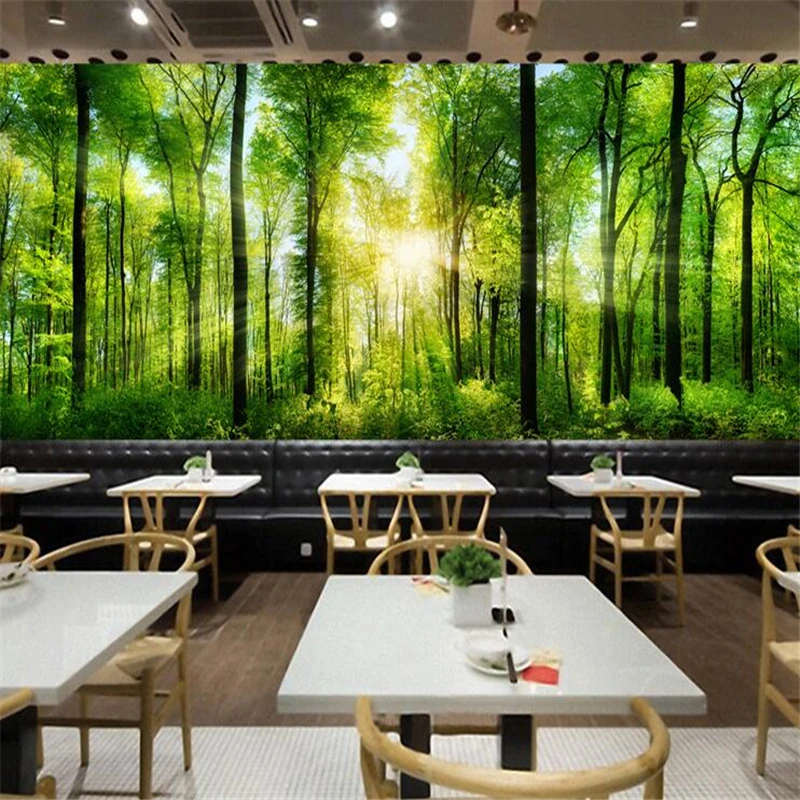 

wellyu Custom wallpaper 3d mural spring forest sunlight trees oil painting tooling background wall paper 3d papel de parede обои