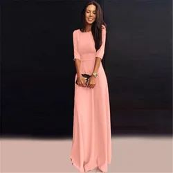 Solid Color Women Party Long Dress High Waist Summer Maxi Boho Evening Long Maxi Dress Chiffon Dresses