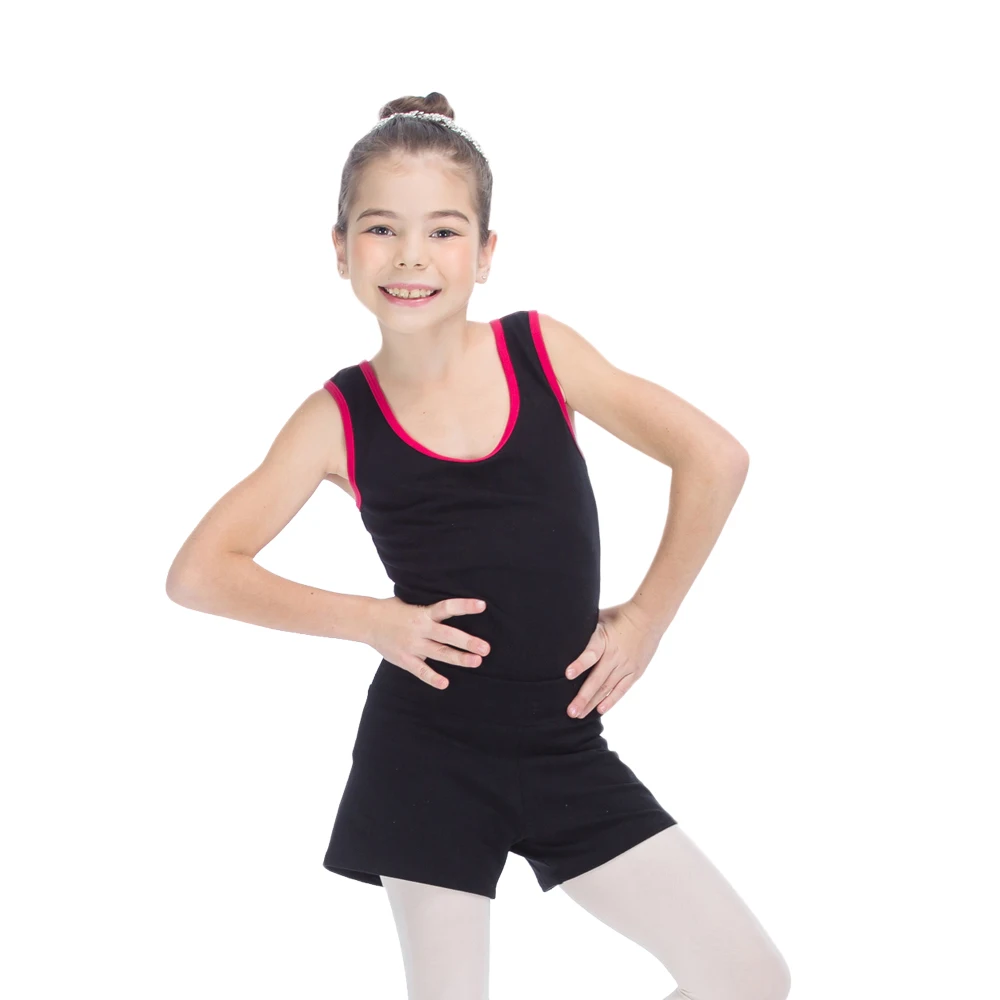 

Kids TOP ONLY Modern Dance Vest Black and Deep Pink Cotton/Lycra Racer Back Top Jazz Dance Girls Gymnastic Top