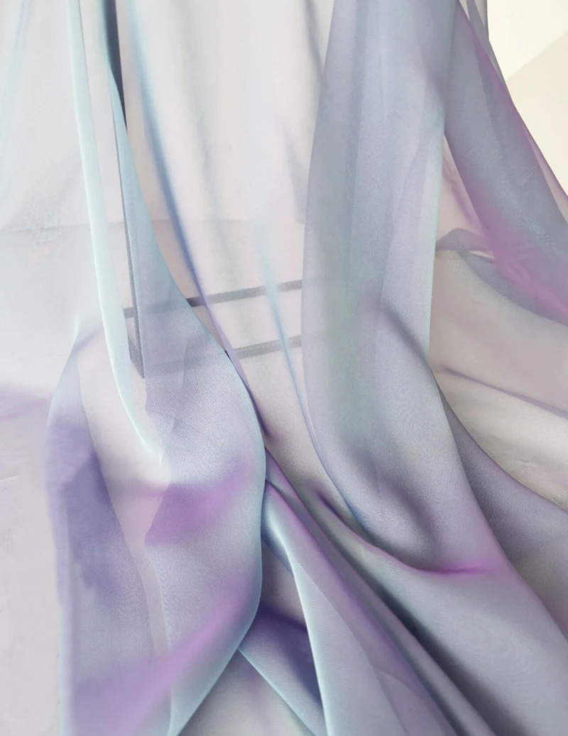 100cm*148cm Superdünner Zweifarbiger Chiffon-Gaze-Stoff, Weicher Tanz- und Brautstoff mit Schattierung – Detail 13