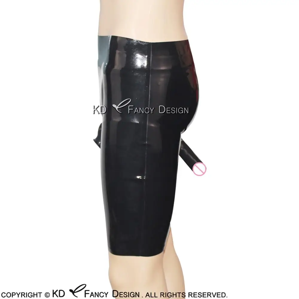 

Black Latex Long Leg Boxer Short With Open Penis Sheath And Anal Condom Rubber Briefs Underwear Bottoms DK-0056