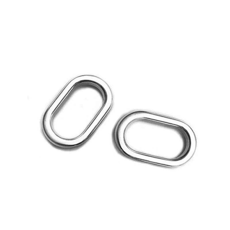 3/4 Inch Oval O Rings, Flat Cast, Shiny Nickel Finish, 50 Pieces,  3/4