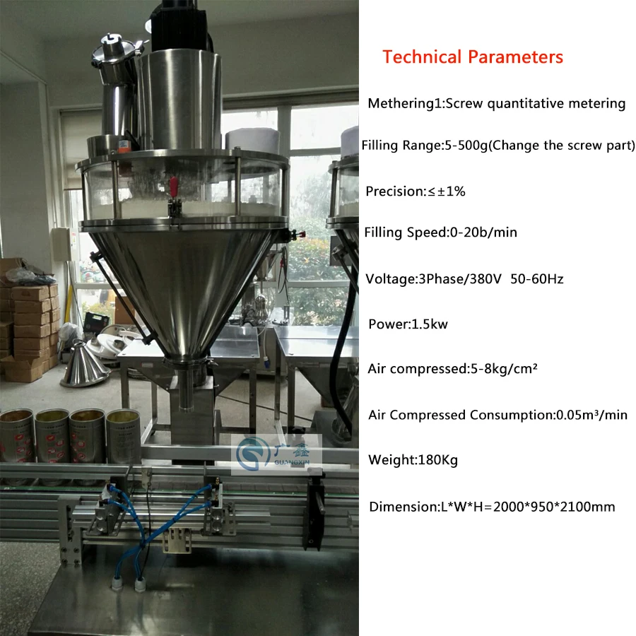 Automatic Auger Powder Filling Machine with 2meter conveyor For Flour and chilli spice powder filling