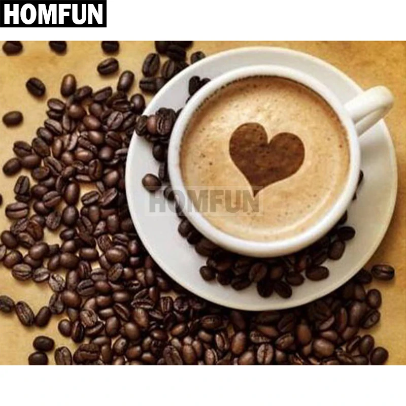 

HOMFUN Full Square/Round Drill 5D DIY Diamond Painting "Heart coffee" Embroidery Cross Stitch 5D Home Decor Gift A02480