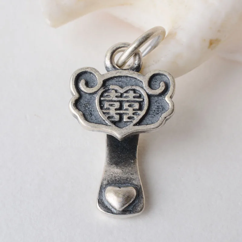 solid 925 Sterling Silver Ruyi (as you wish) Pendant Charm Beads, Thai Silver spacer bead charms for silver jewelry