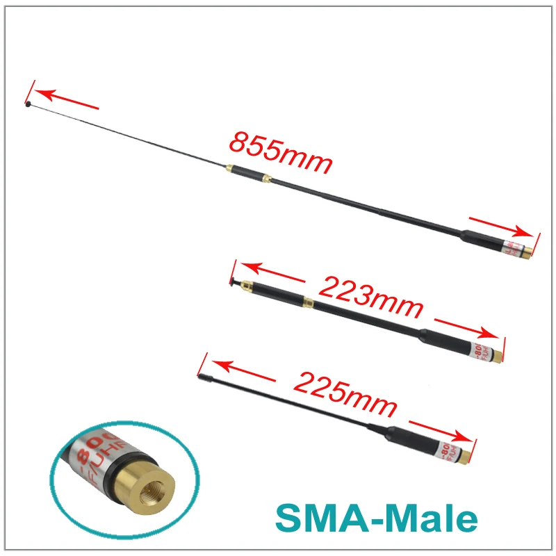 

AL800 VHF UHF Dual Band Sma-M Male Telescopic Antenna High Gain for Two Way Radio Baofeng UV-3R Yaesu VX-3R VX-6R Wouxun KG-UV8D