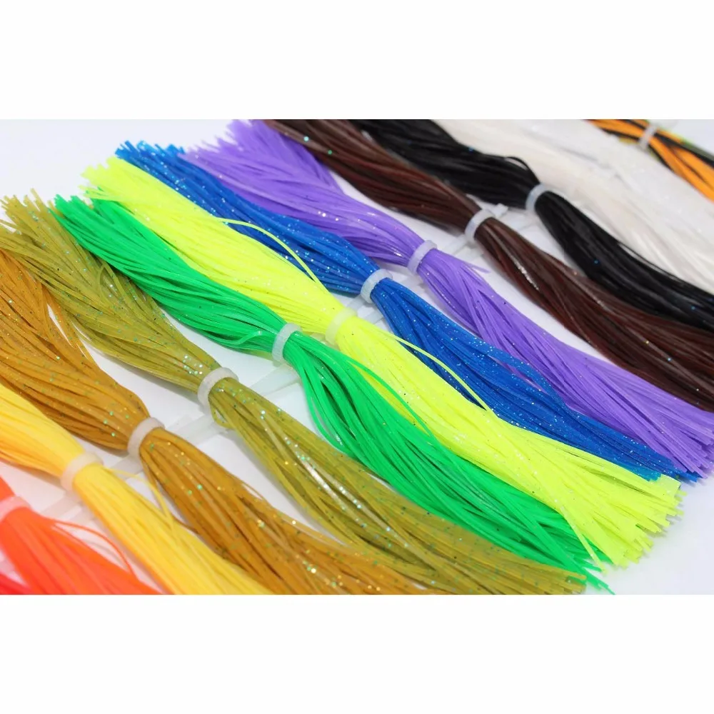 

Tigofly 16 Bundles 13cm Silicone Skirts Legs Plain Color Pearl Flake Spinnerbait Buzzbait Squid Rubber Thread Fly Tying Material