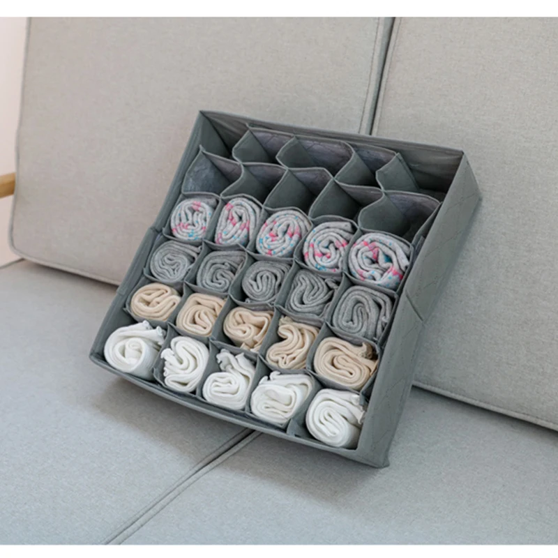 Non-woven storage box for storing socks underwear bra tie separate drawer wardrobe storage bag 30 grid removable organizer-66827
