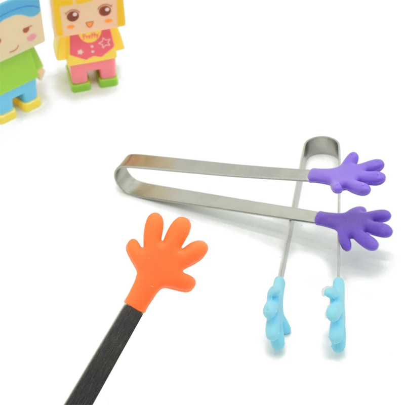 

1 Pcs Cute Food Tongs - Food Grade 100% Silicone Stainless Steel Handle - Salad & BBQ Tools - Kitchen Tongs Cooking Tongs