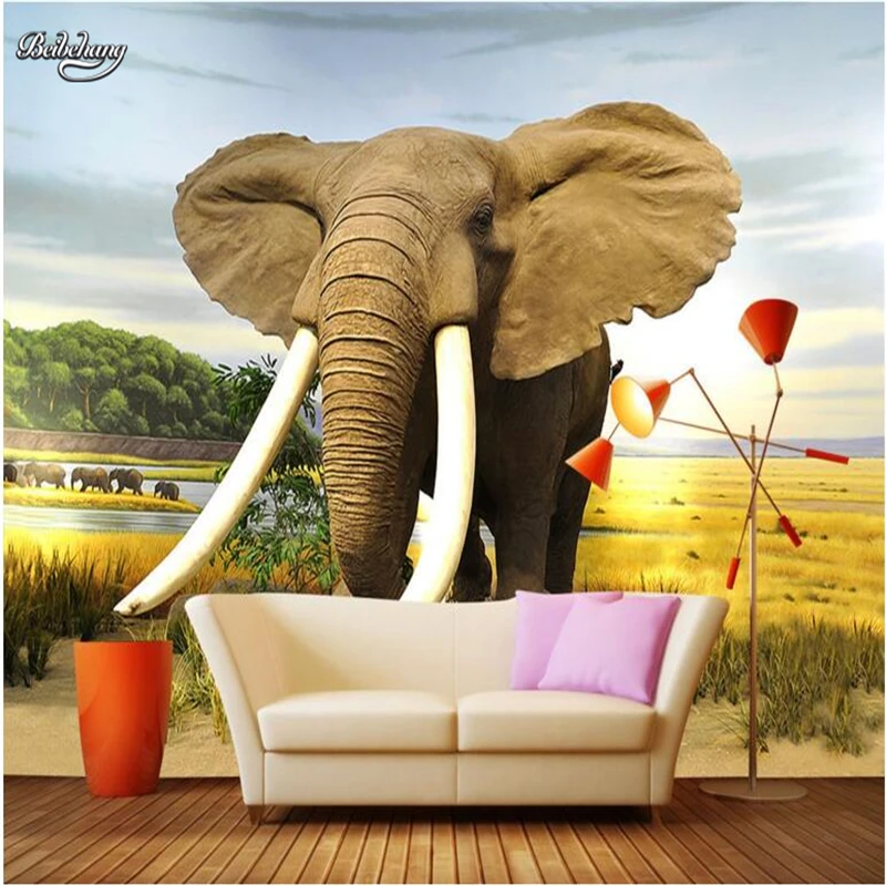 

beibehang Ultra - realistic modern fashion elephant background wall large custom fresco non - woven fabric wallpaper mural