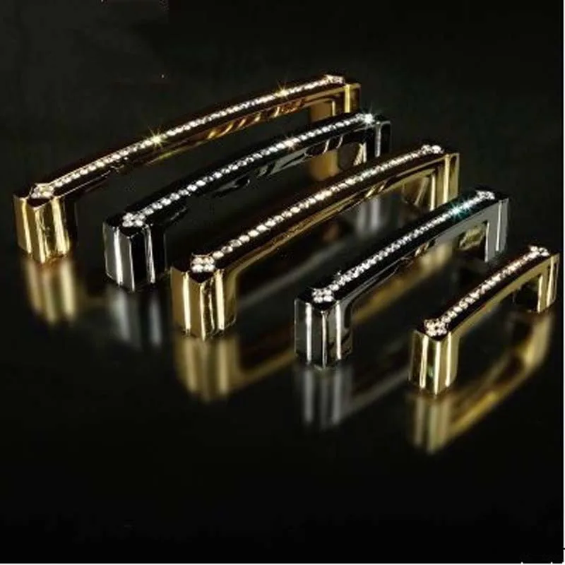 128mm deluxe gold diamond furniture handle k9 crystal wine cabinet wardrobe door handle shiny silver dresser cupboard pulls 5