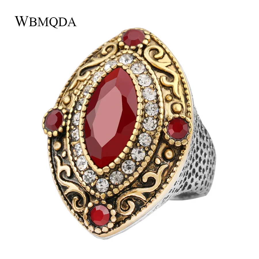 Hot 2020 Fashion Gold Color Vintage Rings For Women Jewelry Size 10 Mosaic AAA Resin Eye Accessories Wholesale