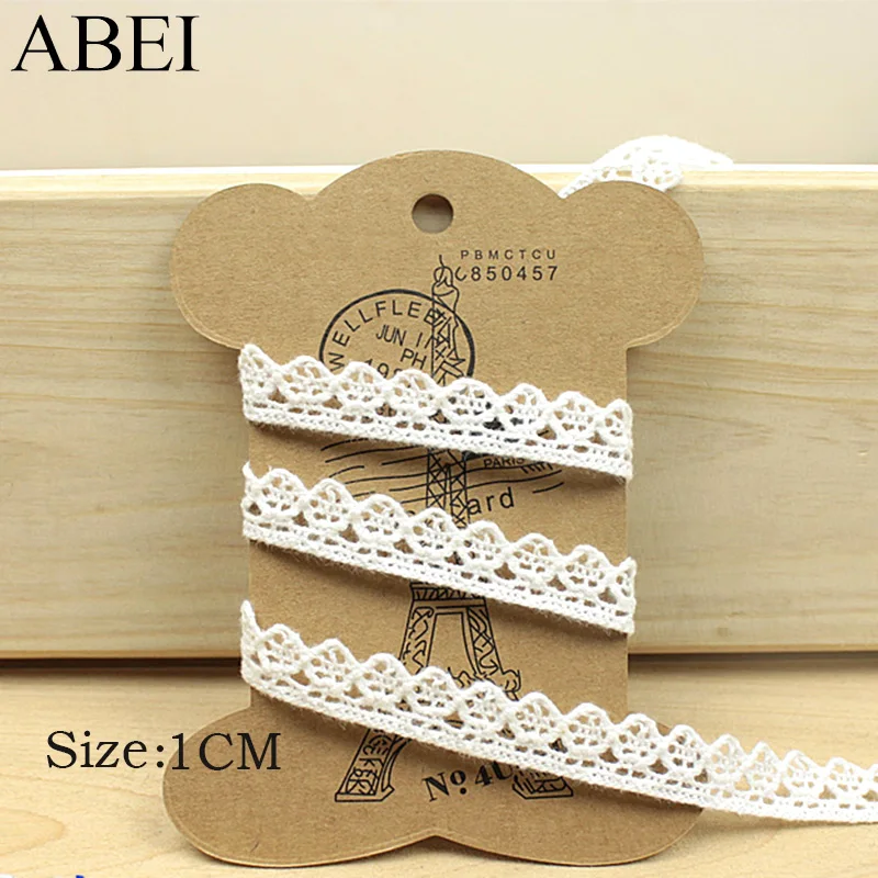 1cm Cotton Lace Trims DIY Patchwork Cotton Tape Ribbon Handmade Wedding Party Crafts Clothes Edge Sewing Cotton Fabric Material