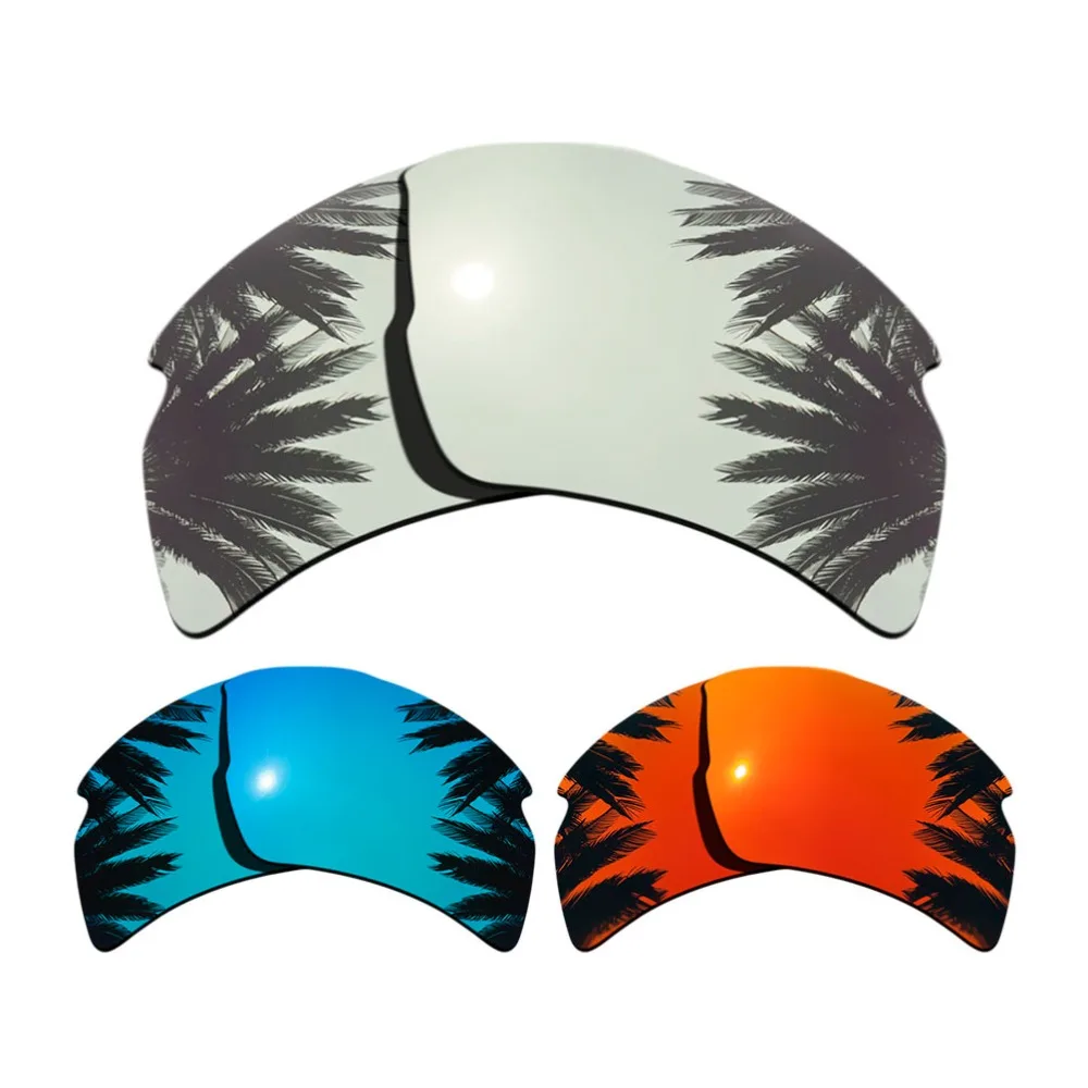 (Ice Blue+Orange Red+Silver Mirrored Coating)3-Pairs Polarized Replacement Lenses for Flak 2.0 XL 100% UVA & UVB Protection