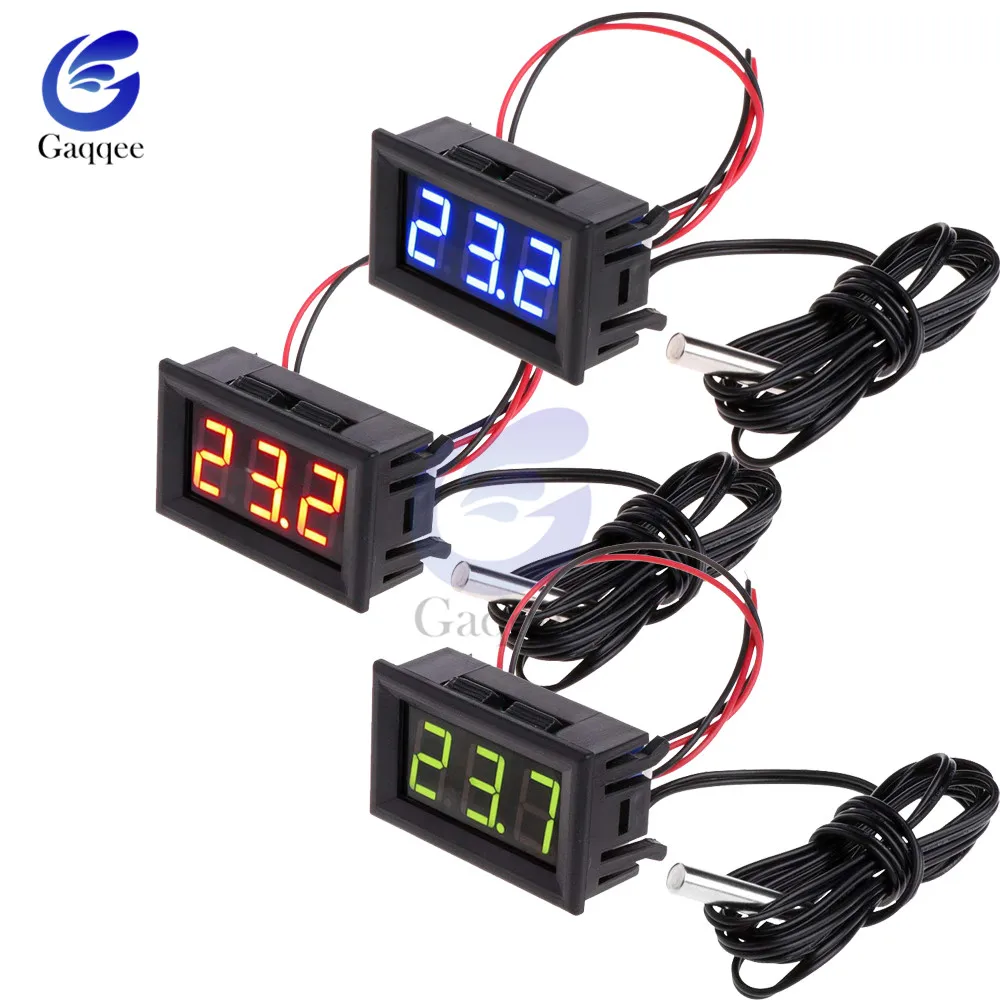 

DC 5-12V LED Thermometer -50-110℃ Temperature Meter Detector Temperature Sensor Probe 3 Bit Digital Monitor Tester Panel Gauge