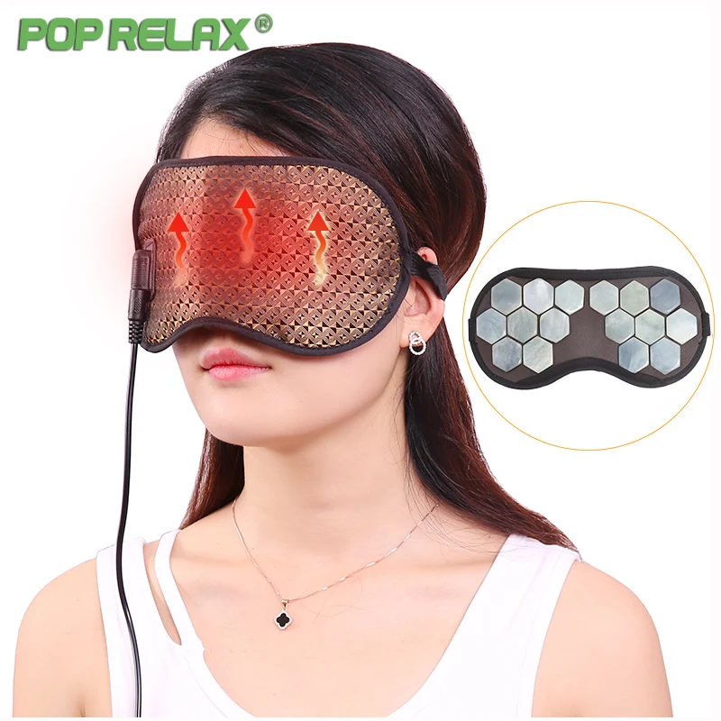 

POP RELAX Electric Thermal Heating Real Jade Stone Eye Mask Physiotherapy Traveling Portable Patch Health Care Facial Face Mask