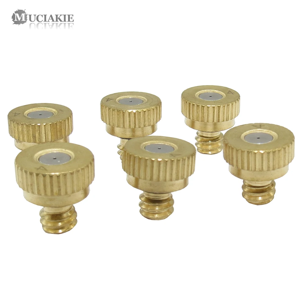 MUCIAKIE 1PC 4.6MM Male Thread Low Pressure Brass Misting Fog Nozzle Garden Mist Cooling Nozzle Sprinkler Spray Orifice 0.15-1MM