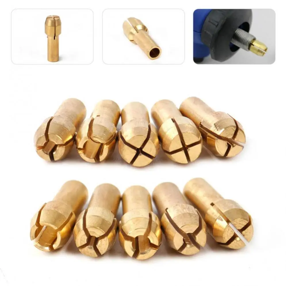 10pcs/lot Mini Drill Brass Chuck Collet Drill Bit 0.5/ 0.8/ 1.0/ 1.2/1.5/ 1.8/ 2.0/ 2.4/ 3.0/ 3.2mm Set Fit Nut