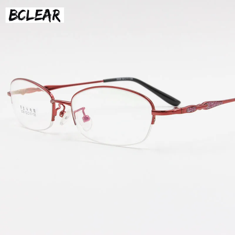 BCLEAR Lady Fashion Classic Alloy Opical Frame Women Vintage Semi-rimless Spectacle Frames Sexy Female Colorful Retro Eyeglass