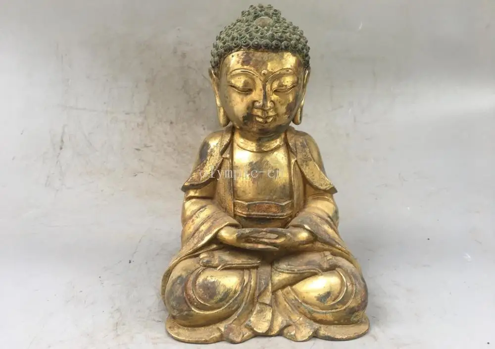 

Free Shipping 23cm 9'' bronze gold gild buddhism temple Vairochana tathagata Sakyamuni buddha