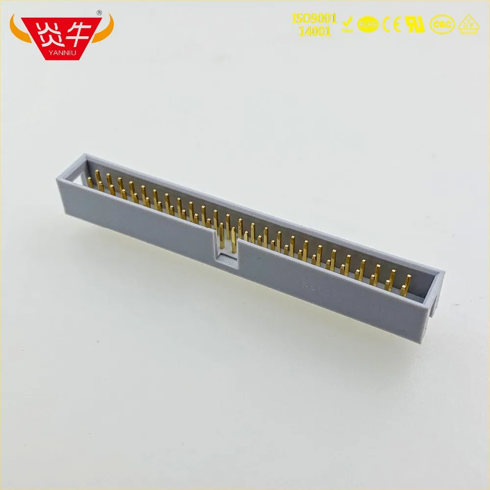 50Pcs DC3-50P GREY WHITE 50PIN IDC SOCKET BOX 2.54mm PITCH BOX HEADER STRAIGHT CONNECTOR CONTACT PART GOLD-PLATED 3Au YANNIU