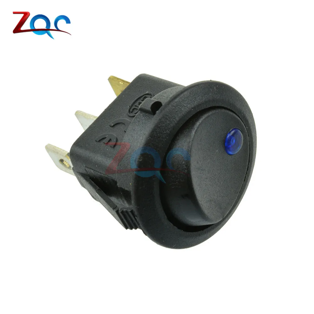 5 Stuks 12V Led Stip Light Auto Schakelaar Auto Boot Ronde Rocker 3pin Aan/Uit Toggle Spst Schakelaar 4 Kleuren Blauw Geel Rood Groen