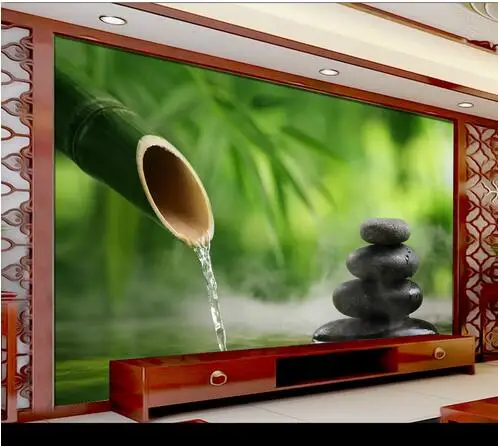 Fresh Bamboo Forest Water Stone Yoga SPA Salon Wallpaper 3d  Mural Rolls Hotel Livingroom Bedroom  Art Decor  Paper