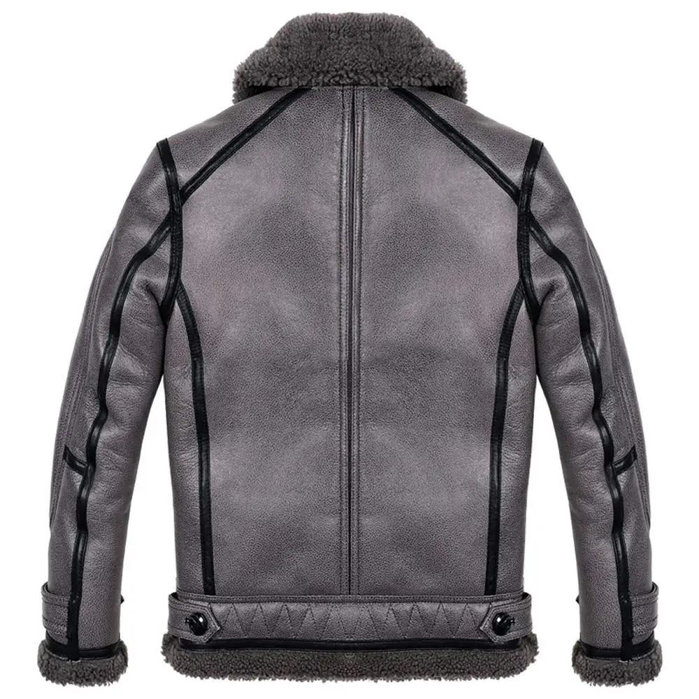 Men's B3 Shearling Flight Jacket Men's Strongest Cold Weather Warm Coat Men's Short Sheepskin Jacket