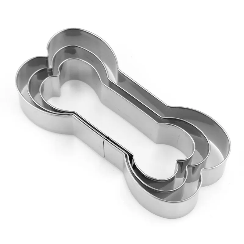 100Set Easter Cookie Cutter bakeware Dog Bone shape cookies Stainless Steel Biscuit mold Three-piece Set DIY Baking cookie tools