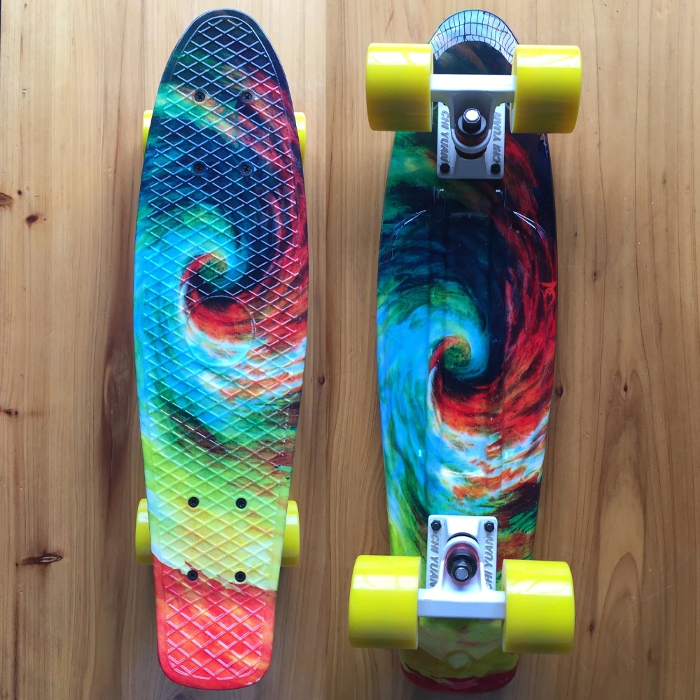 22" X 6" Skateboards Retro Standard Skate Board Mini Cruiser Plastic Longboard Graphic for Girls Twister image 2