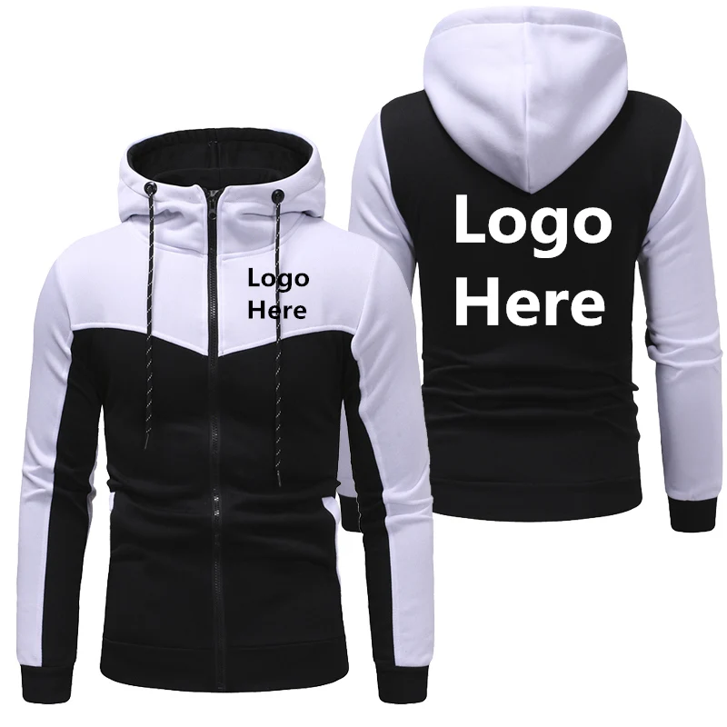 

New Sweatshirt Men Autumn Winter Custom Logo Casual Packwork Slim Fit Sweatshirt Hoodies Top Men's zipper Warm Outdoor sport Top