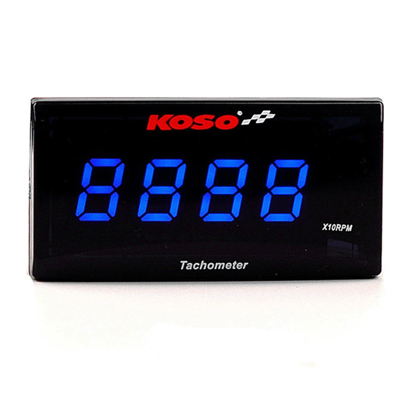 KOSO Mini RPM Meter Digital Square LCD Display Tach Hour Meter Tachometer Gauge With Bracket For Racing Motorcycle