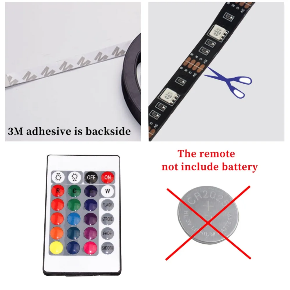 DC5V USB LED Strips 5050 Mini 3Key 17Key RF IR Remote RGB Tira LED Strip Light TV Background Lighting Tape Home Decor Lamp 1-3m